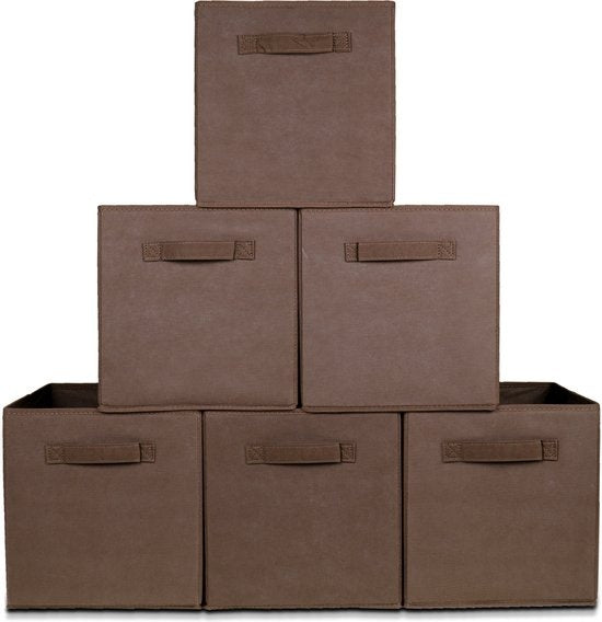 LifeGoods Organiseurs de placards - 6 pièces - 20L - Textile - Brun