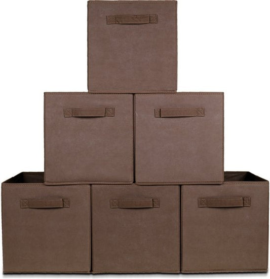 LifeGoods Organiseurs de placards - 6 pièces - 20L - Textile - Brun
