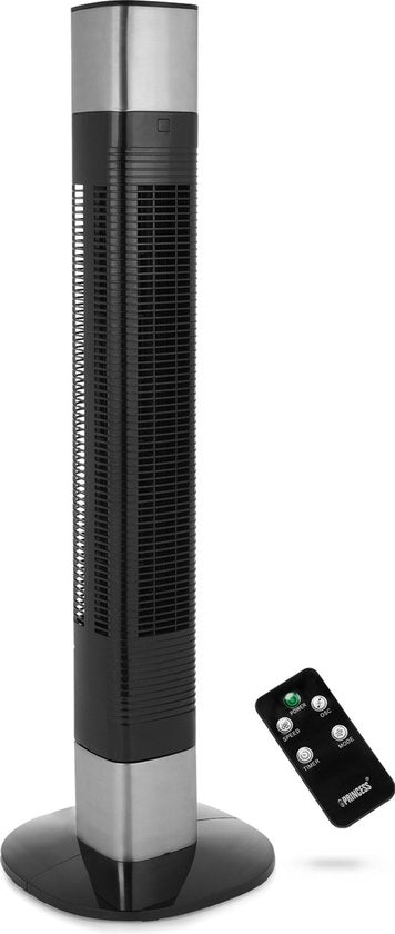 Ventilateur colonne intelligent – Sans pales – Avec application et télécommande – Minuterie – Économe en énergie – Princess 358280 – Noir