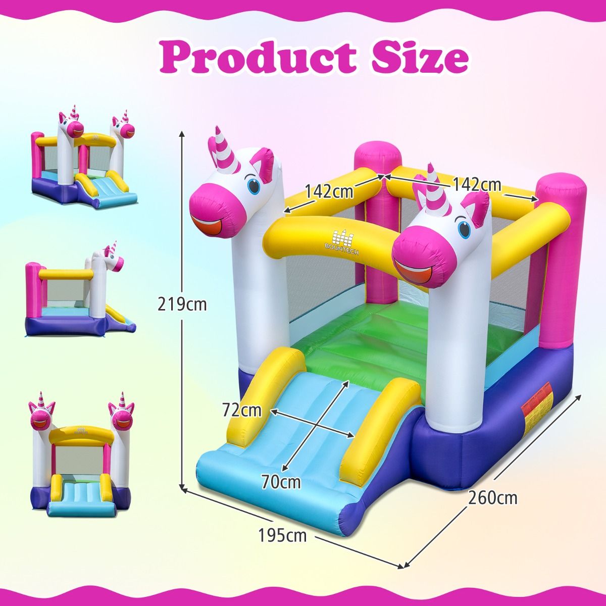 Château gonflable Coast - Trampoline 2-en-1 avec toboggan - Pour enfants - Multicolore