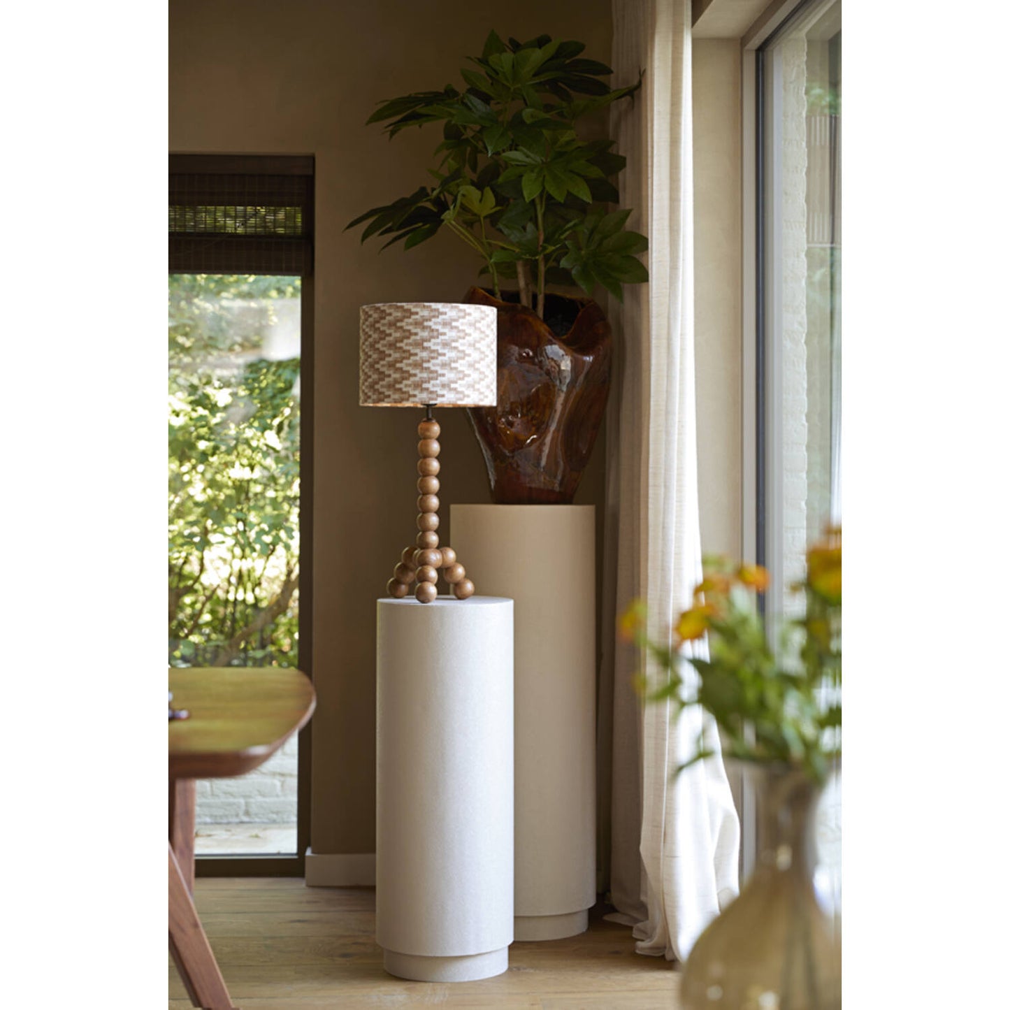 Light & Living VEGLIO Base de lampe 40 cm - Bois brun pétrole - Ampoules empilées - E27