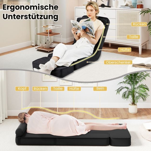 Chaise pliante Coast – 5 positions de réglage – 84 x 50 x 67 cm – Noir