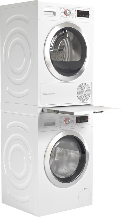 Wasophoogte® Rehausse pour lave-linge et sèche-linge - Kit d'empilage pour lave-linge et sèche-linge - Cadre intermédiaire - Compatible avec tous les modèles - Blanc