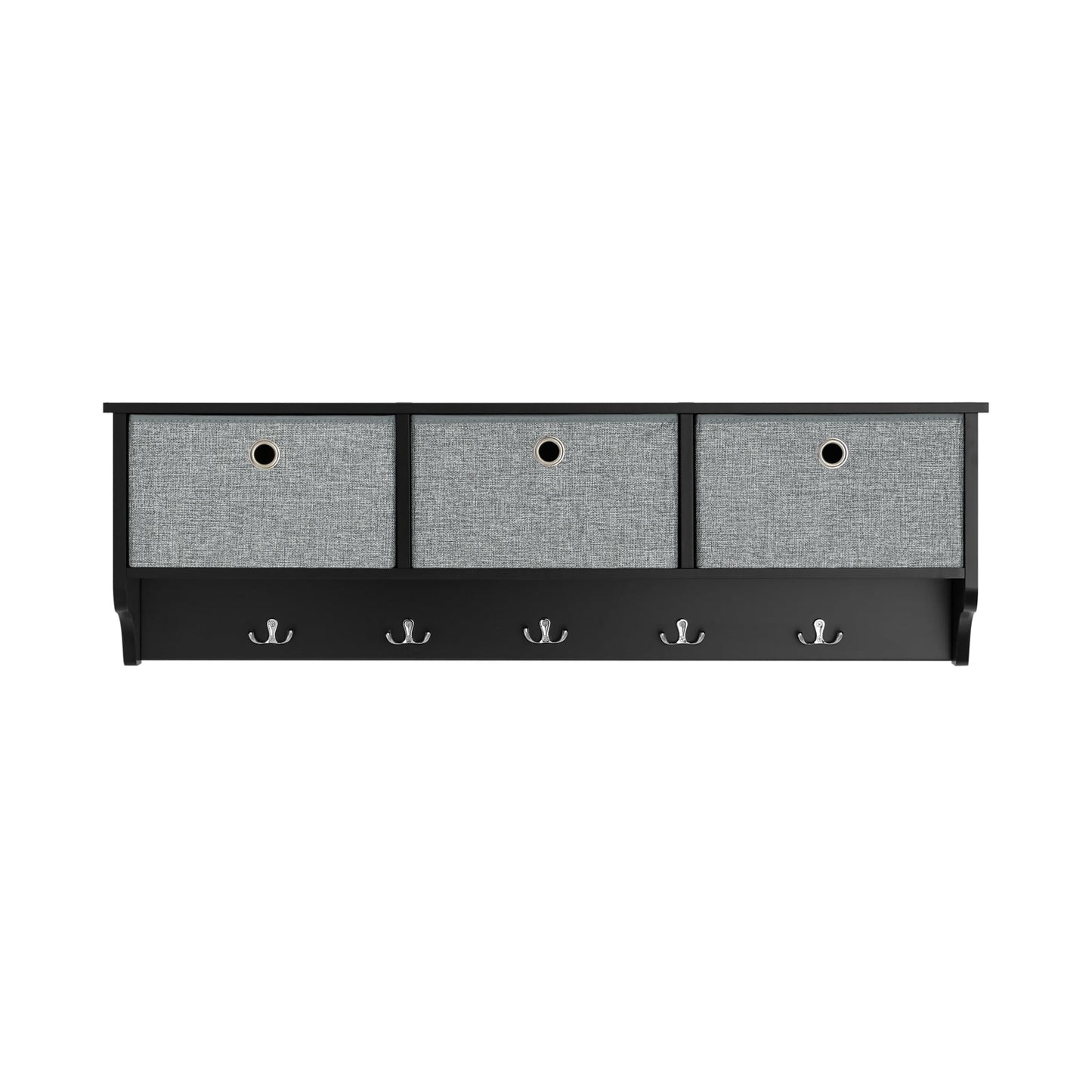 SoBuy Porte-manteaux avec support de rangement - 3 paniers 5 crochets - Noir