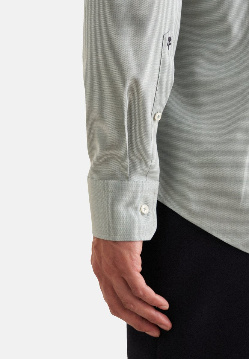 Seidensticker Chemise Hommes Long Arm Shaped Fit Kent Collar Green - Taille 44