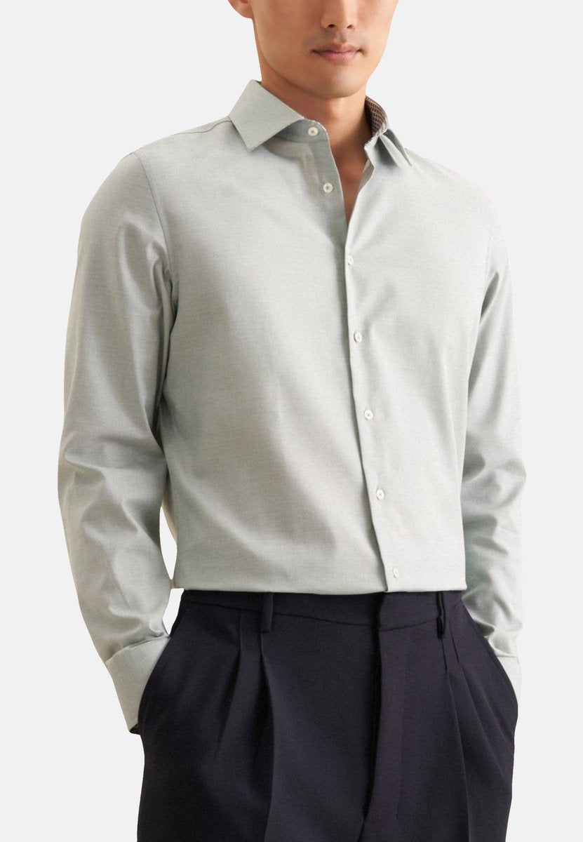 Seidensticker Chemise Hommes Long Arm Shaped Fit Kent Collar Green - Taille 44