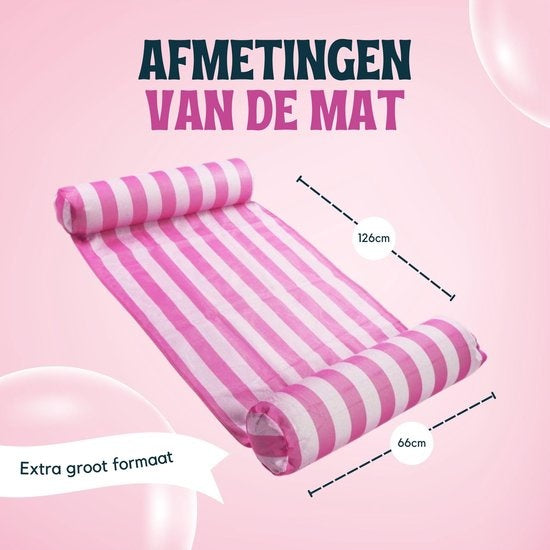 Travelly - Luxe Waterhangmat - Hangmat - Luchtbed - Luchtmatras Zwembad - Waterspeelgoed - Water hangmat - Roze