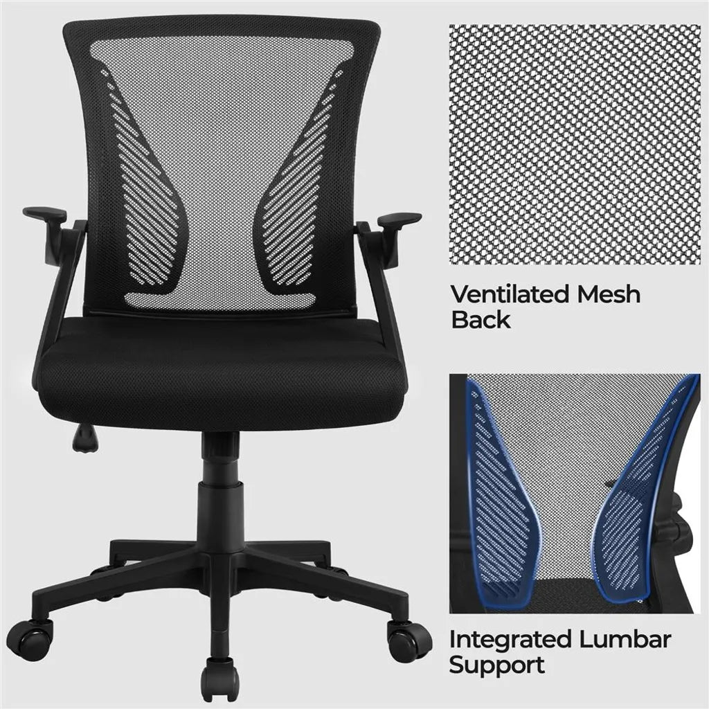 Chaise de bureau ergonomique Yaheetech avec accoudoirs réglables, jusqu'à 136 kg, noire