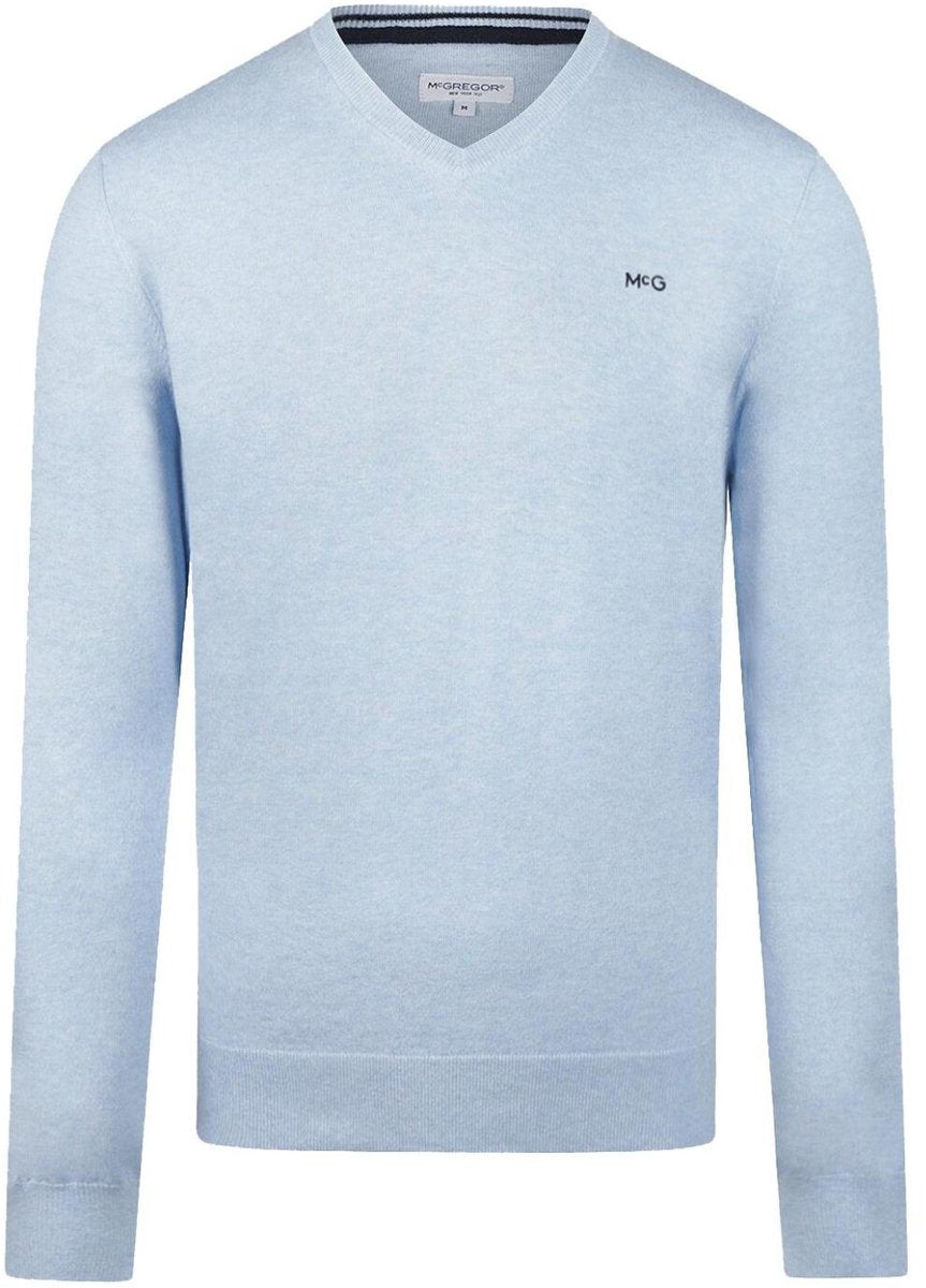 Pull McGregor 12G à col en V - Bleu clair - taille S