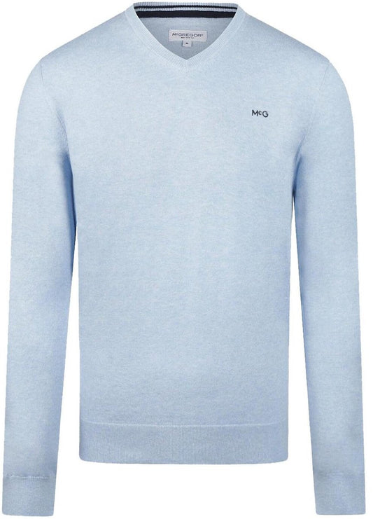 Pull McGregor 12G à col en V - Bleu clair - taille S
