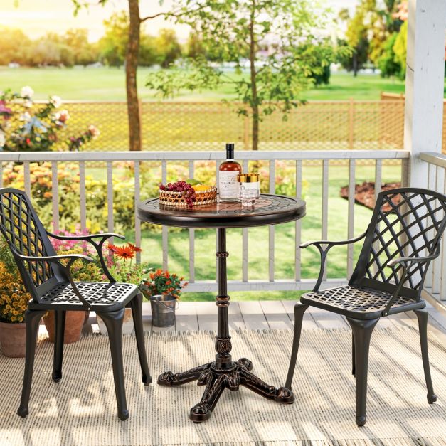 Coast Round Bistro Table - Table de jardin en fonte d'aluminium Ø60.5 x 73 cm - Bronze
