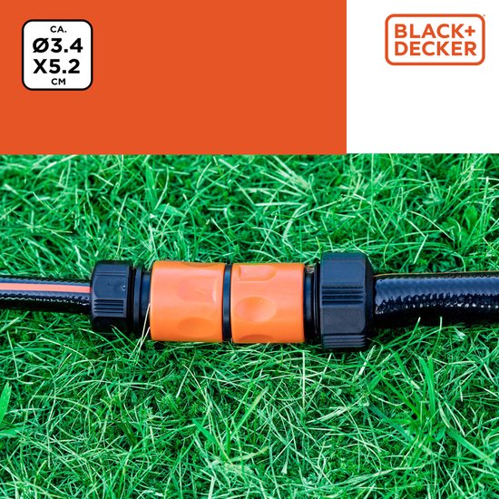 BLACK+DECKER Tuyau d'arrosage interconnectable - ⌀ 3.2 x 5.2 CM - Permet de connecter 2 tuyaux - Noir