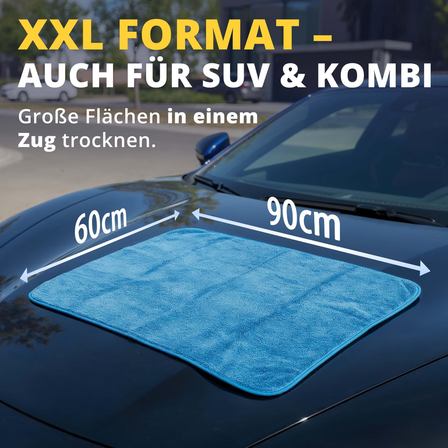 LICARGO Chiffon de séchage pour voiture XXL - chiffon en microfibre - 90 x 60 cm - 550 g/m² - bleu
