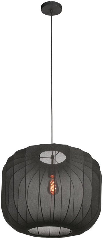 Anne Lighting - suspension - Sable - noir - lin et métal - Ø 55 cm - E27 - 4192ZW