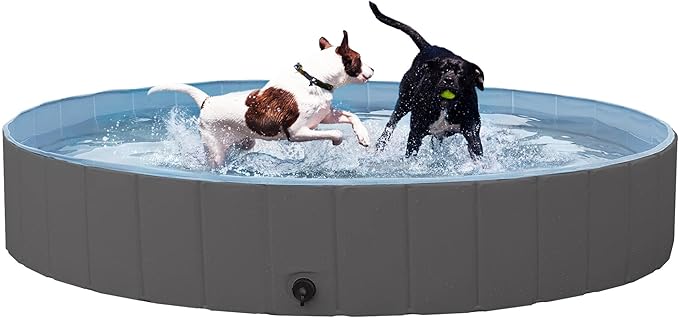 Piscine pliable pour chiens Yaheetech XXL 160 x 30 cm - Noire - Baignoire antidérapante pour chiens et chats