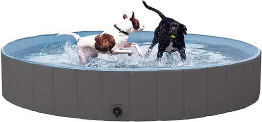 Piscine pliable pour chiens Yaheetech XXL 160 x 30 cm - Noire - Baignoire antidérapante pour chiens et chats