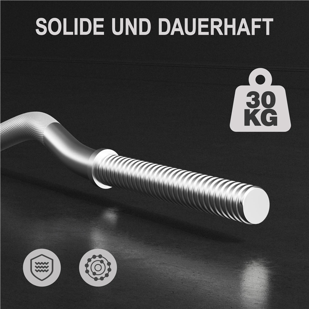 Yaheetech EZ-curl Dumbbell Set 30 kg - équipé d'une barre de curl chromée et de 6 disques de poids en béton et de verrous - pour la musculation et le développement musculaire - métal noir, plastique et béton - 120 x 26 x 26 cm