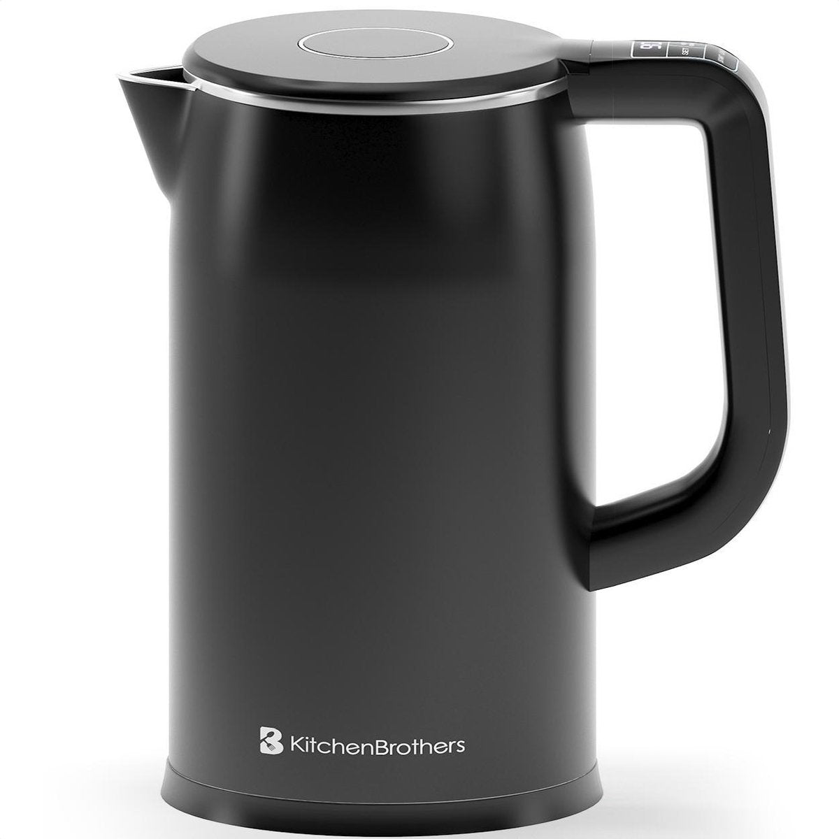 Bouilloire électrique 1.7L - KitchenBrothers - Avec contrôle de la température - 1800W - acier inoxydable - Noir