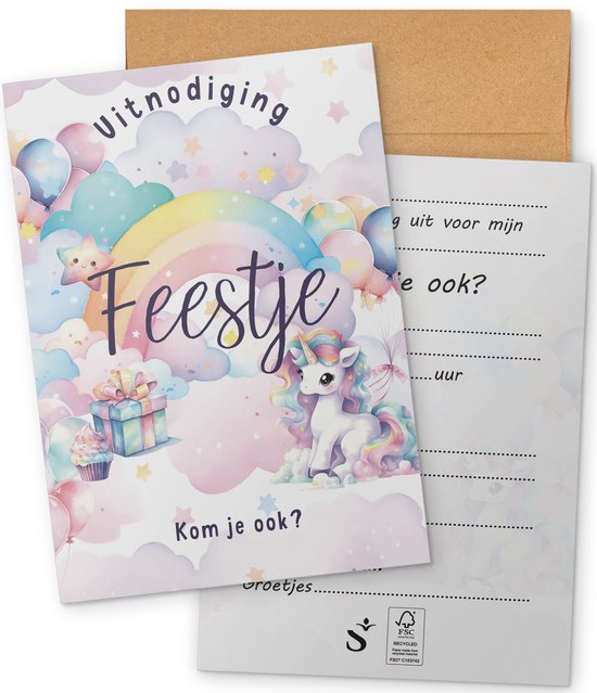 Systemyze 15x Invitation Kids Party Girl - Cartes d'invitation d'anniversaire - Thème Licorne - Format A6