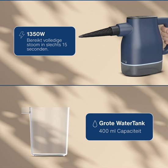 Airsteam S1 Handheld Steam Cleaner - Nettoyeur vapeur puissant de 1350W avec écran tactile - 9 accessoires - Nettoyeur de taches pour canapé, sol et fenêtres - Sécurité enfant - Réservoir d'eau de 400ML
