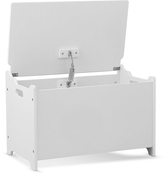 Oemmie Coffre à jouets - Coffre de rangement - Coffre de rangement - Coffre de rangement - Coffre de rangement enfants - 60x40x37cm - Charnières de sécurité - Blanc