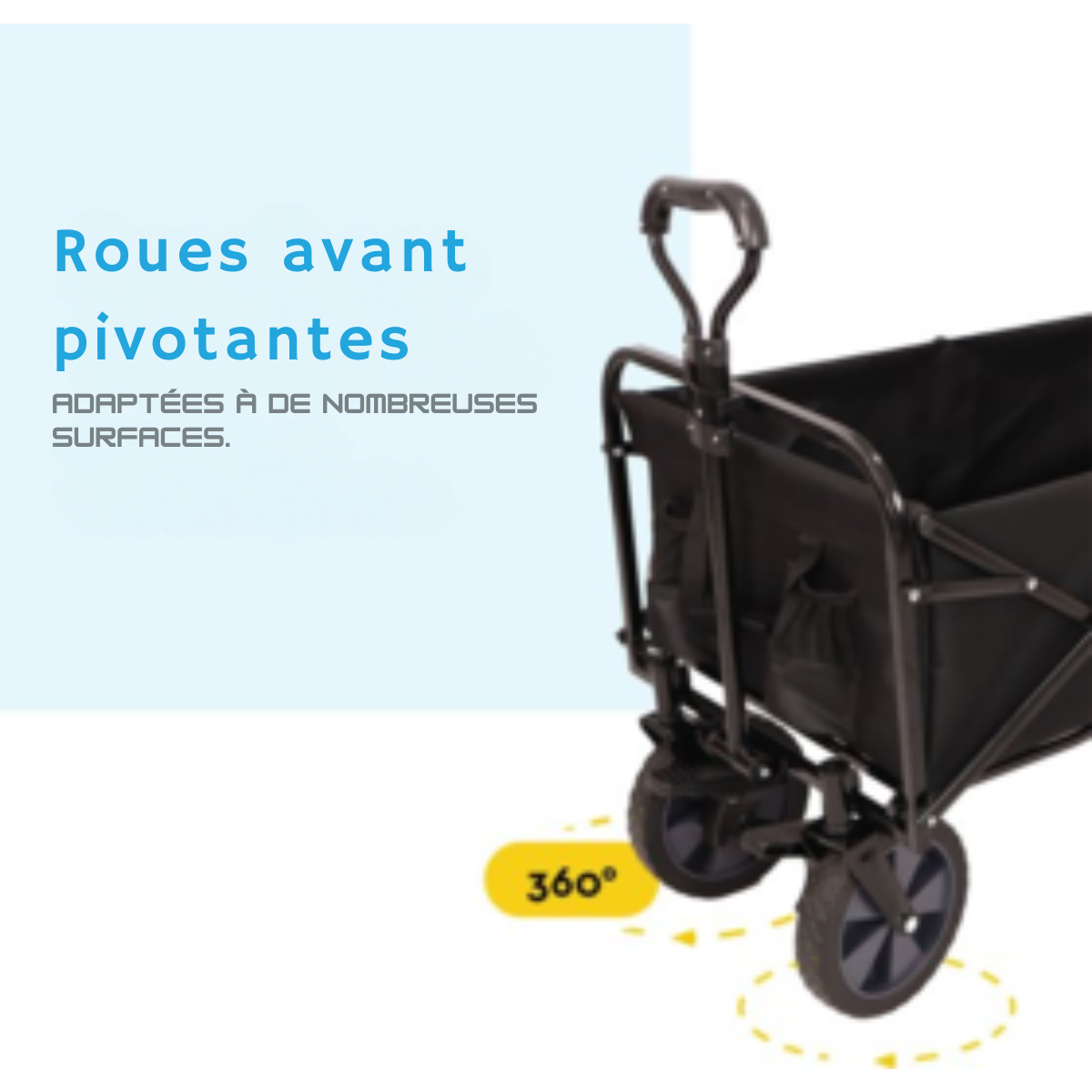 BRASQ Wagon pliable - 100 litres - Capacité 80 KG - Roues pivotantes avec frein - 90x51x100 CM - Poignée réglable - Wagon pliable - Compact - Noir