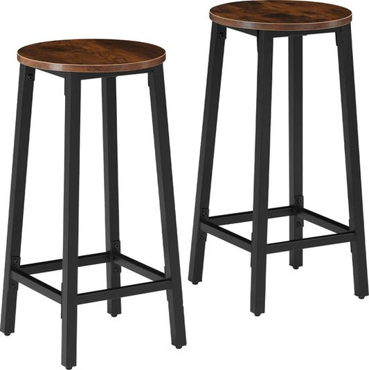tectake - Lot de 2 tabourets de bar "Corby" - industriel - brun foncé - 404332
