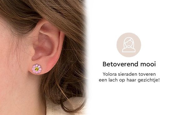 Yolora Kids Boucles d'oreilles fleurs roses - cristaux Kalpa Camaka - plaqué or blanc 18K - Enfant - Boucles d'oreilles filles couleur argent - Bijoux enfants - Boîte cadeau de luxe - Boîte cadeau - Emballage cadeau - Magnifique emballage cadeau