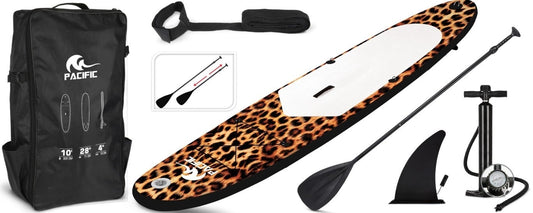 Planche Paddle  à pagaie gonflable Pacific Special, Edition Sup Board, 305 cm, max 100 kg, set inclus, Léopard