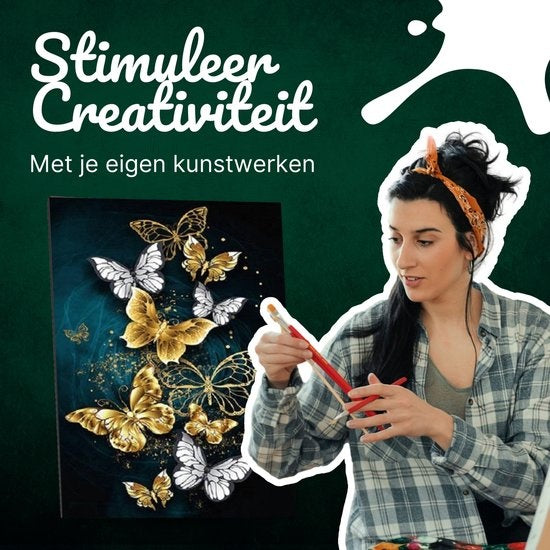 Rubye® Painting By Number Adults - Butterflies - Pinceaux inclus - Canvas Painting canvas - Colour by Number - 40x50cm