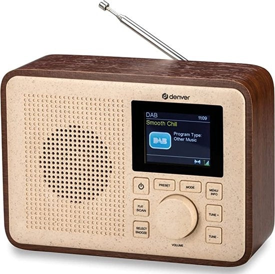 Denver DAB Radio - BIO PLASTIC - Radio rétro - DAB+ / FM Radio - Bluetooth - 40 présélections - DAB60DW
