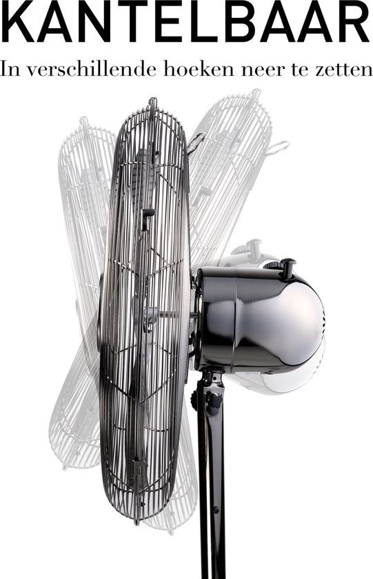 Lifetime Ventilateur tripode - 230V - Hauteur 125-145 CM - Trépied - 3 vitesses - Fonction oscillante - Inclinaison - Argent