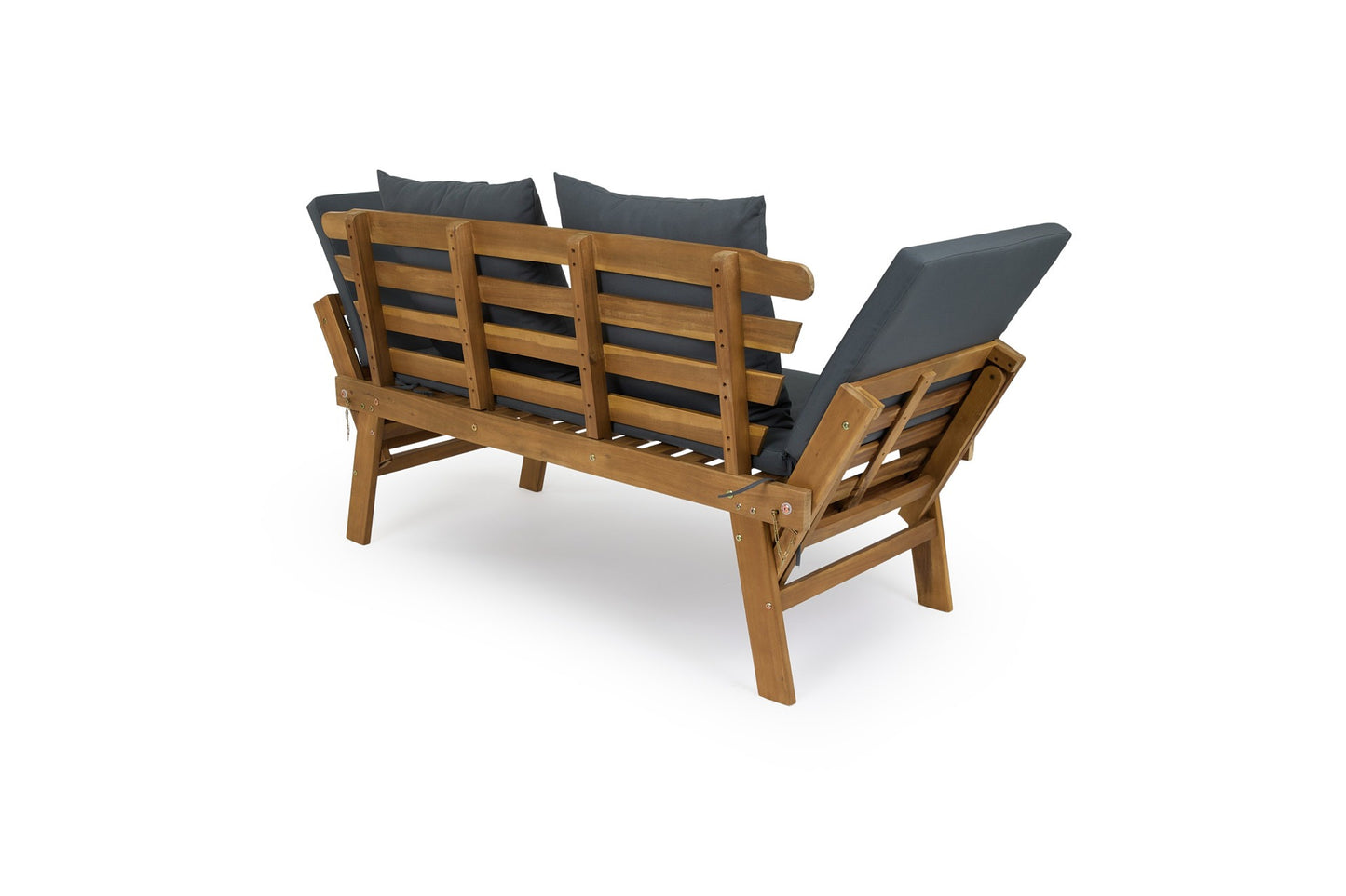Lifa Garden Banc de jardin avec fonction allongée - Coussins inclus - 2 personnes - Max. 220 kg - 130 x 68 x 78 cm - Anthracite