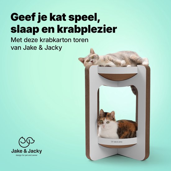 Jake et Jacky - Carton à griffer pour chats - Arbre à griffer en carton - Planche à griffer - Panier à griffer - Meuble à griffer - Tapis à griffer en carton - Panier pour chat - Lit pour chat - Tour pour chat - 52 x 52 x 58 cm
