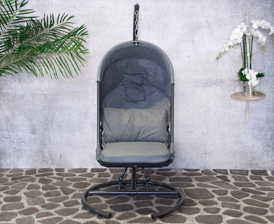 Chaise suspendue Tony avec capuchon - Gris