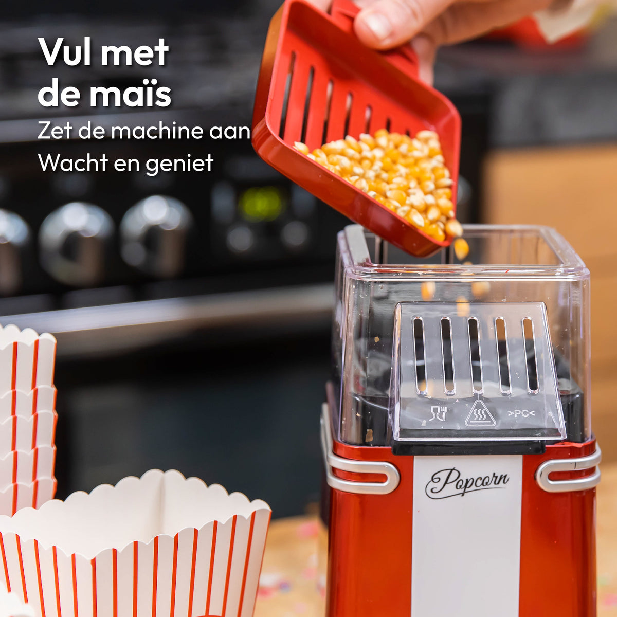 Gadgy Popcorn Machine Retro - Hete Lucht Popcorn Maker- 26,5 x 14 CM - Funcooking voor Party & Kids