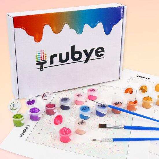 Rubye® Painting On Number Adults - Rose & Sunflower - Comprend la peinture et les pinceaux - Canvas Painting canvas - Colours at Number - Double Set - 15x20cm