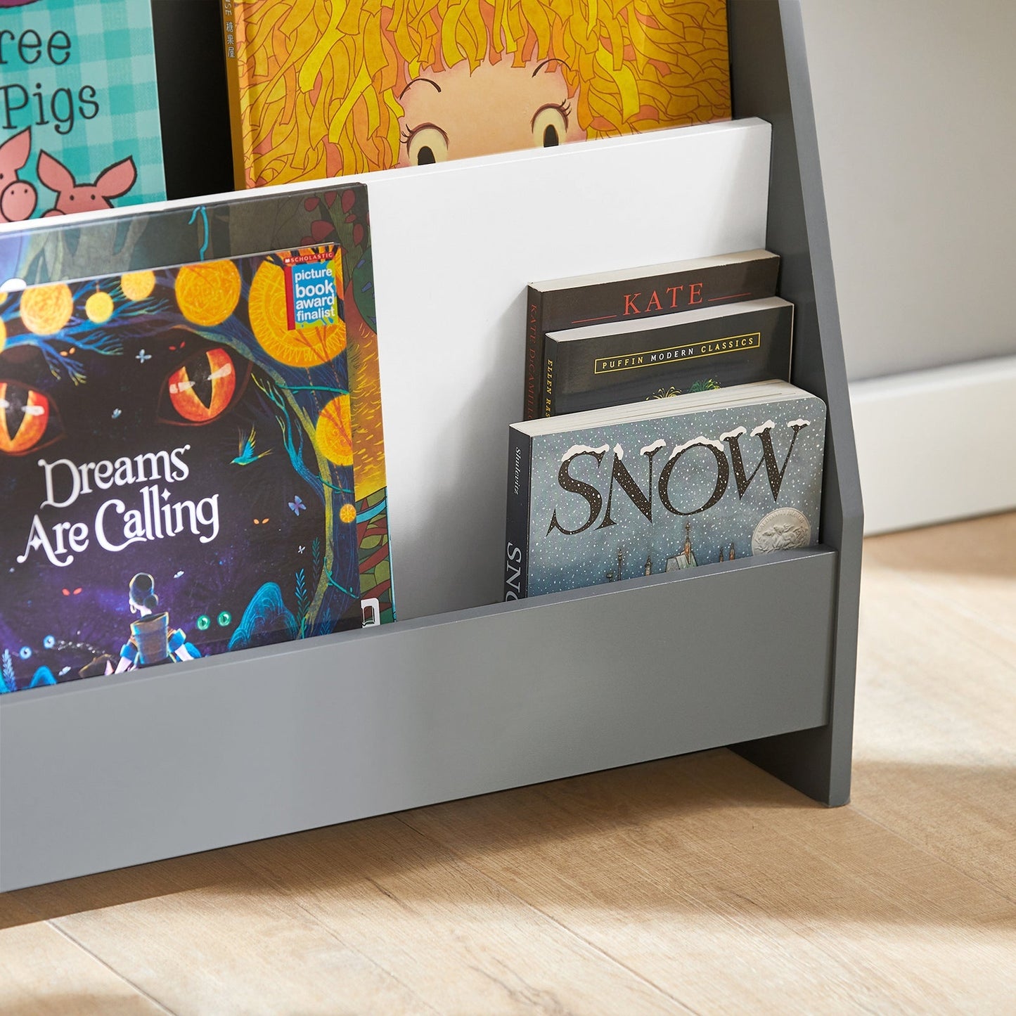 SoBuy Bibliothèque Enfant - 4 compartiments de rangement - Gris - 80x30x88 cm