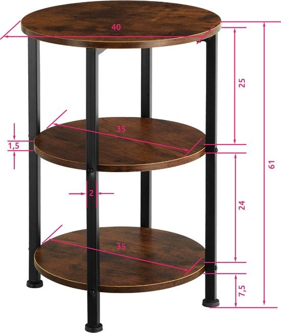 tectake® - Table d'appoint - Table d'appoint - industriel foncé