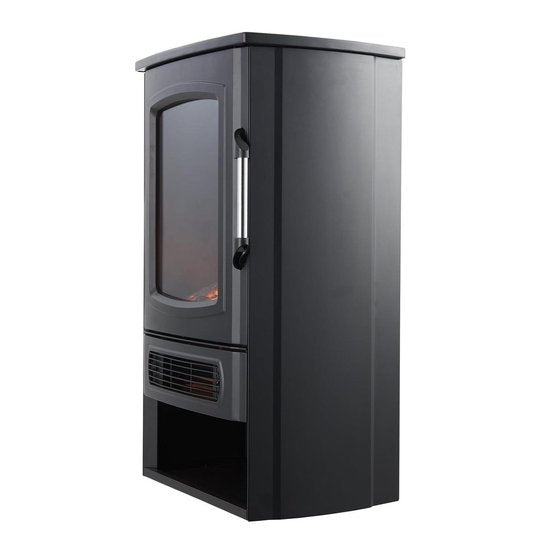 MOA Cheminée électrique EFS183 - Cheminée d'ambiance et chauffage - 2000W - Flammes réalistes - Espace Décoration Bois - Noir