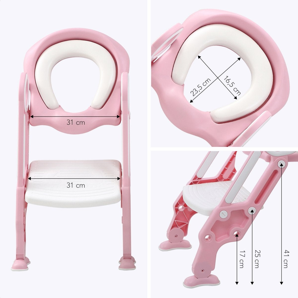 Réducteur de toilettes LifeGoods - Pot pour enfant - 2 à 7 ans - Rose/Blanc