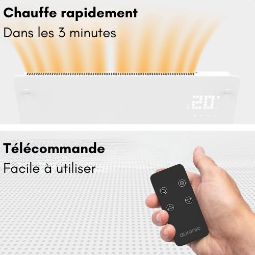 Auronic Radiateur éléctrique mobile - avec thermostat et télécommande - Auronic - jusqu'à 22 m3 - 2000 W - Blanc