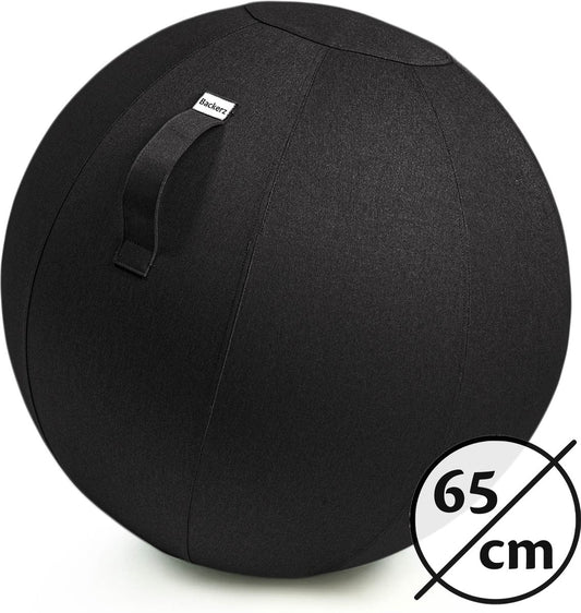 Balle d'assise - Backerz® - Boules d’Assise avec Housse - 65 cm - Chaise de Bureau Ergonomique - Lin Anthracite - Noir