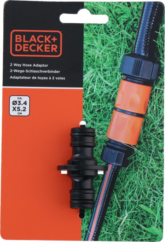 BLACK+DECKER Tuyau d'arrosage interconnectable - ⌀ 3.2 x 5.2 CM - Permet de connecter 2 tuyaux - Noir
