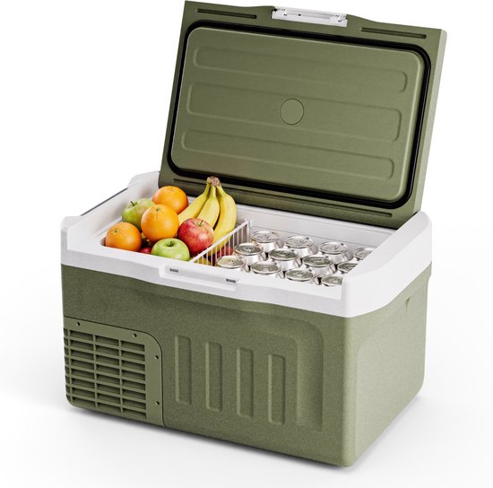 Auronic Electric Cool Box - Compresseur - 21L - 12V et 240 volts - Réfrigérateur de camping - Frigobox Car - Vert