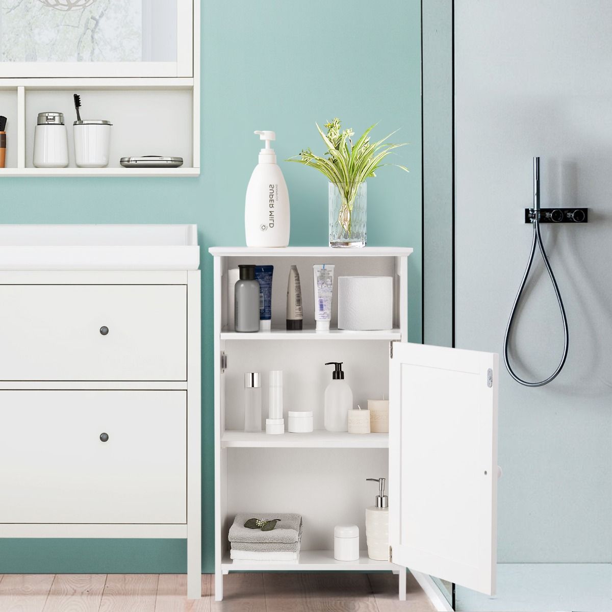 Meuble de salle de bain Coast avec porte - 3 niveaux - 40 x 30 x 70 cm - blanc