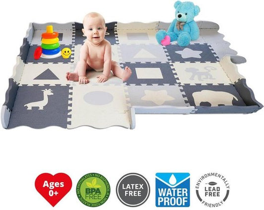 GIZMO Baby & Toddler Playmat XL - Tapis de jeu en mousse EVA douce avec bord surélevé - sûr et confortable - 150x150x1,5 cm