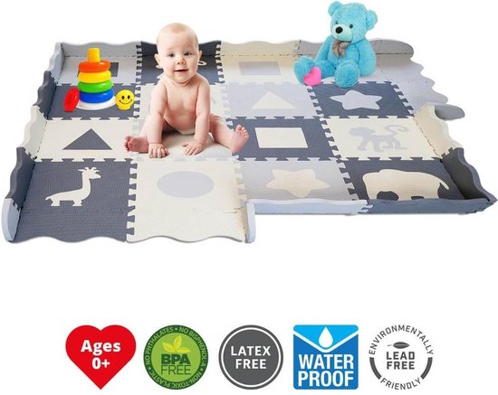 GIZMO Baby & Toddler Playmat XL - Tapis de jeu en mousse EVA douce avec bord surélevé - sûr et confortable - 150x150x1,5 cm