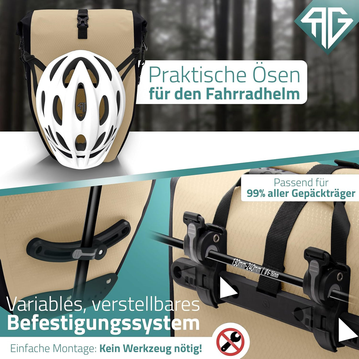 RADGEIST sacoche pour porte-bagages - 2X sacoche pour porte-bagages - sac à bagages étanche et sac à bandoulière - sacoche pour porte-bagages avec réflecteurs