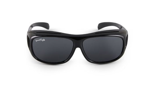 SPACEFLIGHT Overhead Sunglasses - Lunettes de soleil en noir - Lunettes polarisantes - Unisexe - Pour les lunettes de maximum 150 mm de large et 40 mm de haut - Catégorie de filtre : 3